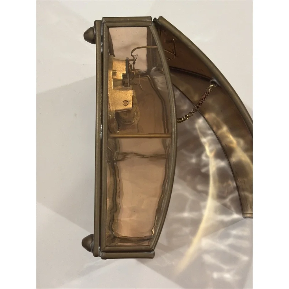 Vintage Via Vermont Glass & Brass Mirrored Jewelry Music Box – 